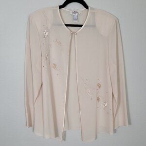 Vintage Patra Sheer Formal Shrug Bolero 18 Large XL Ivory Embroidered